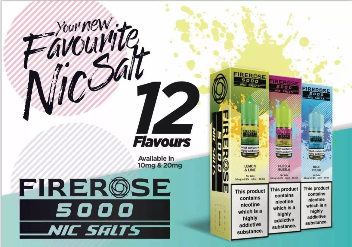 Firerose 5000 Nic Salts 10ml E Liquid 10mg|20mg 50/50 VG/PG (PACK OF 10)