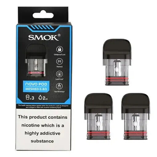 NEW Smok NOVO Meshed Pods 0.6Ω & 0.8Ω Replacement Coils Cartridge Pack of 3 Pod