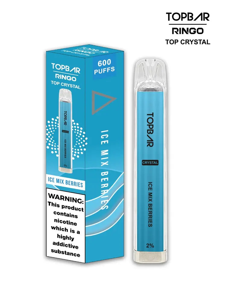 Crystal Top Bar Ringo Disposable Vape Pen 600 puffs Vape Pod 2ml eLiquid pack of 10