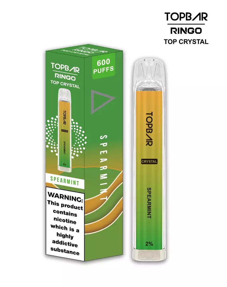 Crystal Top Bar Ringo Disposable Vape Pen 600 puffs Vape Pod 2ml eLiquid pack of 10