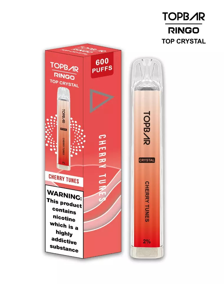 Crystal Top Bar Ringo Disposable Vape Pen 600 puffs Vape Pod 2ml eLiquid pack of 10