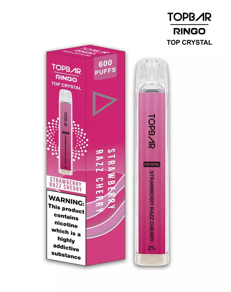 Crystal Top Bar Ringo Disposable Vape Pen 600 puffs Vape Pod 2ml eLiquid pack of 10