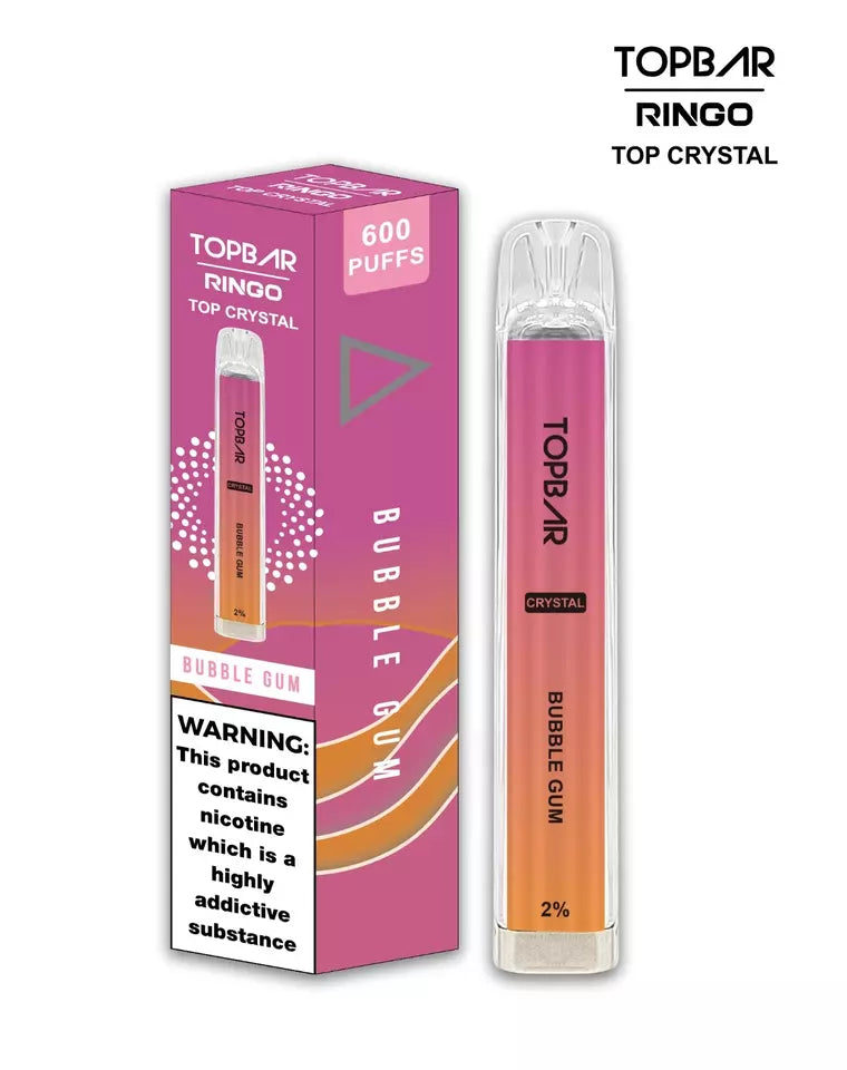 Crystal Top Bar Ringo Disposable Vape Pen 600 puffs Vape Pod 2ml eLiquid pack of 10