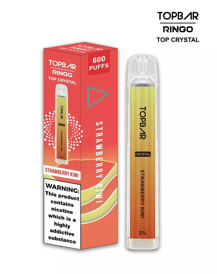Crystal Top Bar Ringo Disposable Vape Pen 600 puffs Vape Pod 2ml eLiquid pack of 10