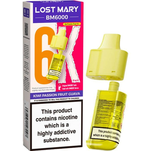 Kiwi passion fruit guava Lost Mary BM6k Refill Pods