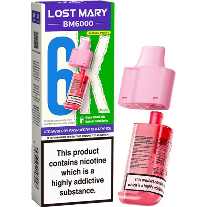 Strawberry Raspberry Cherry Ice Lost Mary BM6k Refill Pods