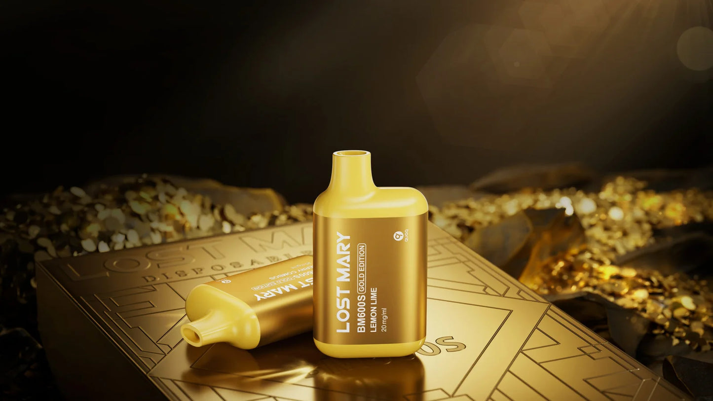 Lost Mary BM600S GOLD Disposable Vape Elf Bar 600Puff 20mg Nic Salt ecig Pen Kit (PACK OF 10)
