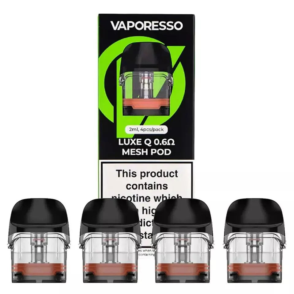 VAPORESSO LUXE Q PODS Spare Pod Cartridges Luxe Q QS Q2 0.6 0.8 1.0 1.2 Ohm Mesh
