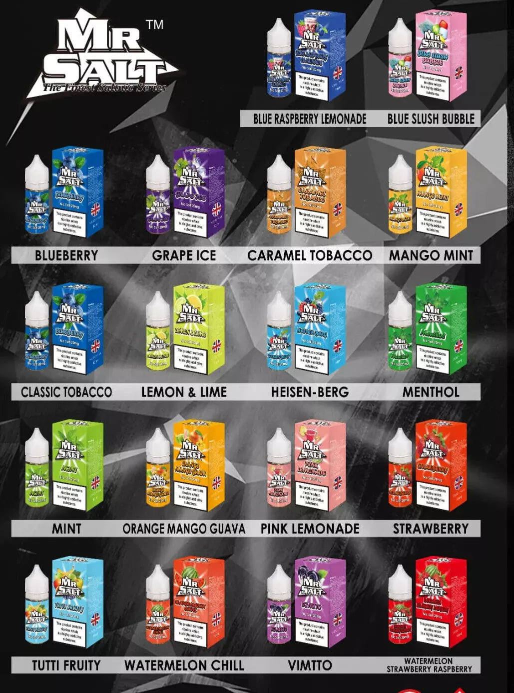 Mr Salt Nic Salt 10ml 10mg/20mg – Pack of 10 | New Flavours |