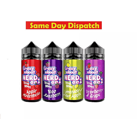 Crazy About NERDeez E Liquid Vape Juice 100/0mg/80VG/20PG All Flavors Ecig UK