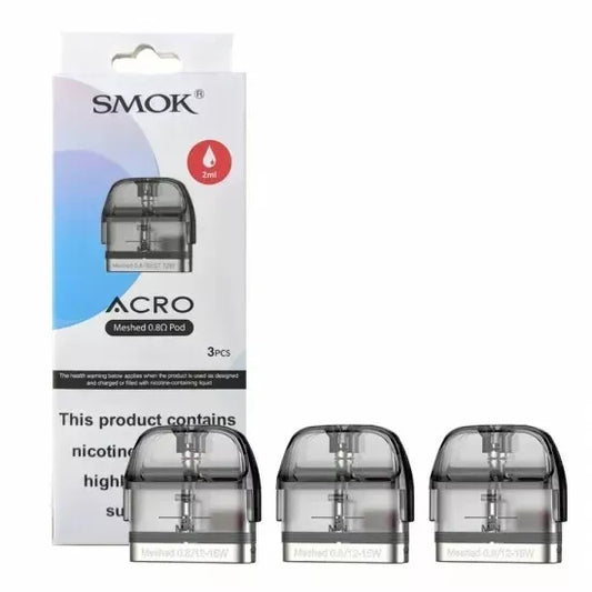 Smok Acro Pods Meshed 0.8ohm Pack of 3 Replacement Pods 2ML