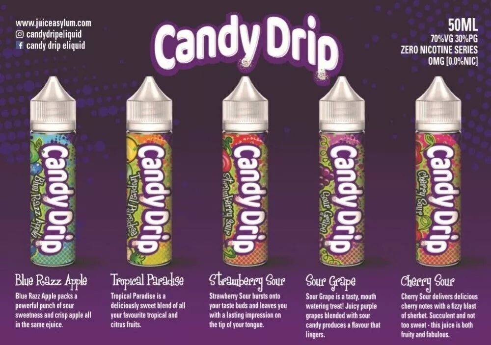 Candy Drip Premium E Liquid Vape Juice 50/70 VG 30 PG 0mg Short fill