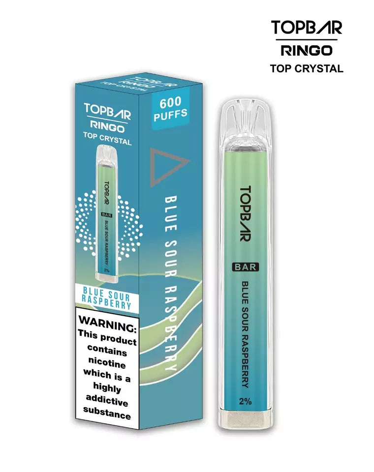 Crystal Top Bar Ringo Disposable Vape Pen 600 puffs Vape Pod 2ml eLiquid pack of 10