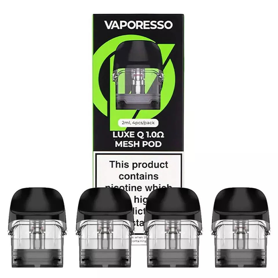 VAPORESSO LUXE Q PODS Spare Pod Cartridges Luxe Q QS Q2 0.6 0.8 1.0 1.2 Ohm Mesh