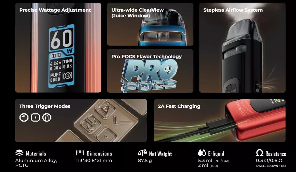 Uwell Crown X Pod Vape Kit 1500mAh